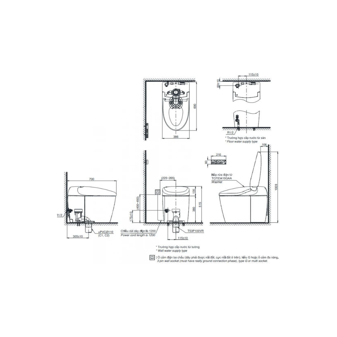 Bồn Cầu Thông Minh TOTO CS921VT/TCF85510GAA/T53P100VR Neorest AS