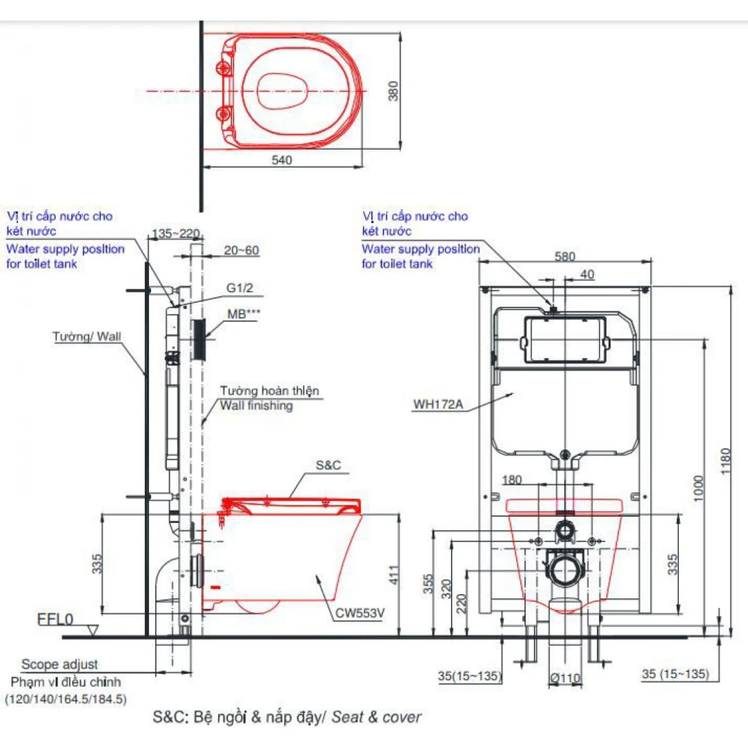 Bồn Cầu TOTO CW553/TCF34320GAA/WH172A/MB174P Nắp Điện Tử Treo Tường