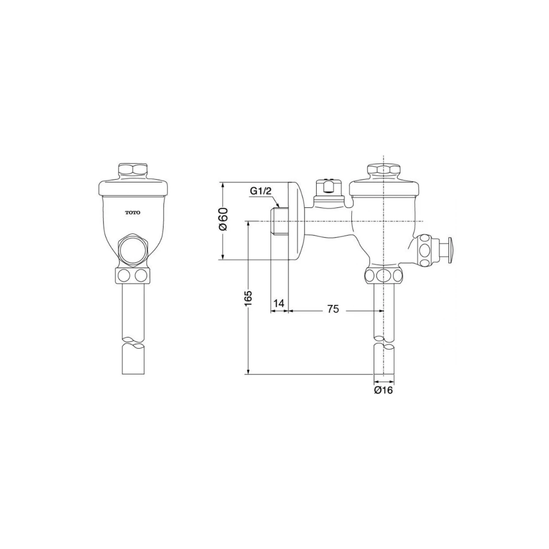 Van Xả Tiểu Nam TOTO DU601N Xả Nhấn