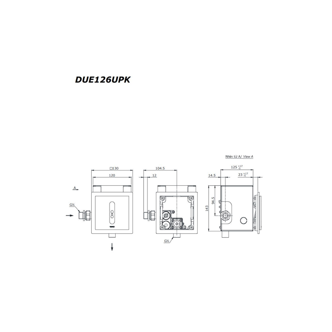 Van xả tiểu TOTO DUE126UPK cảm ứng dùng pin