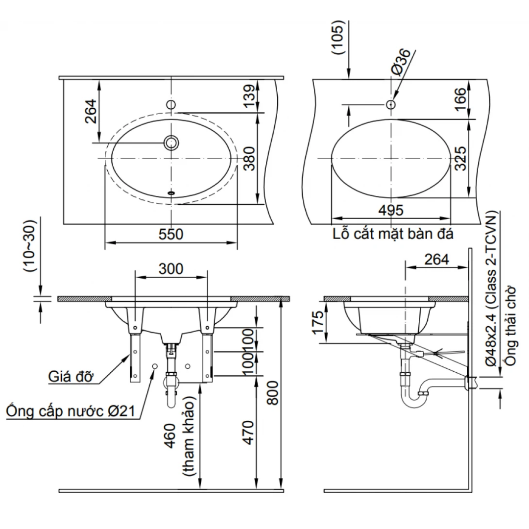 Chậu Lavabo Âm Bàn INAX L-2216V