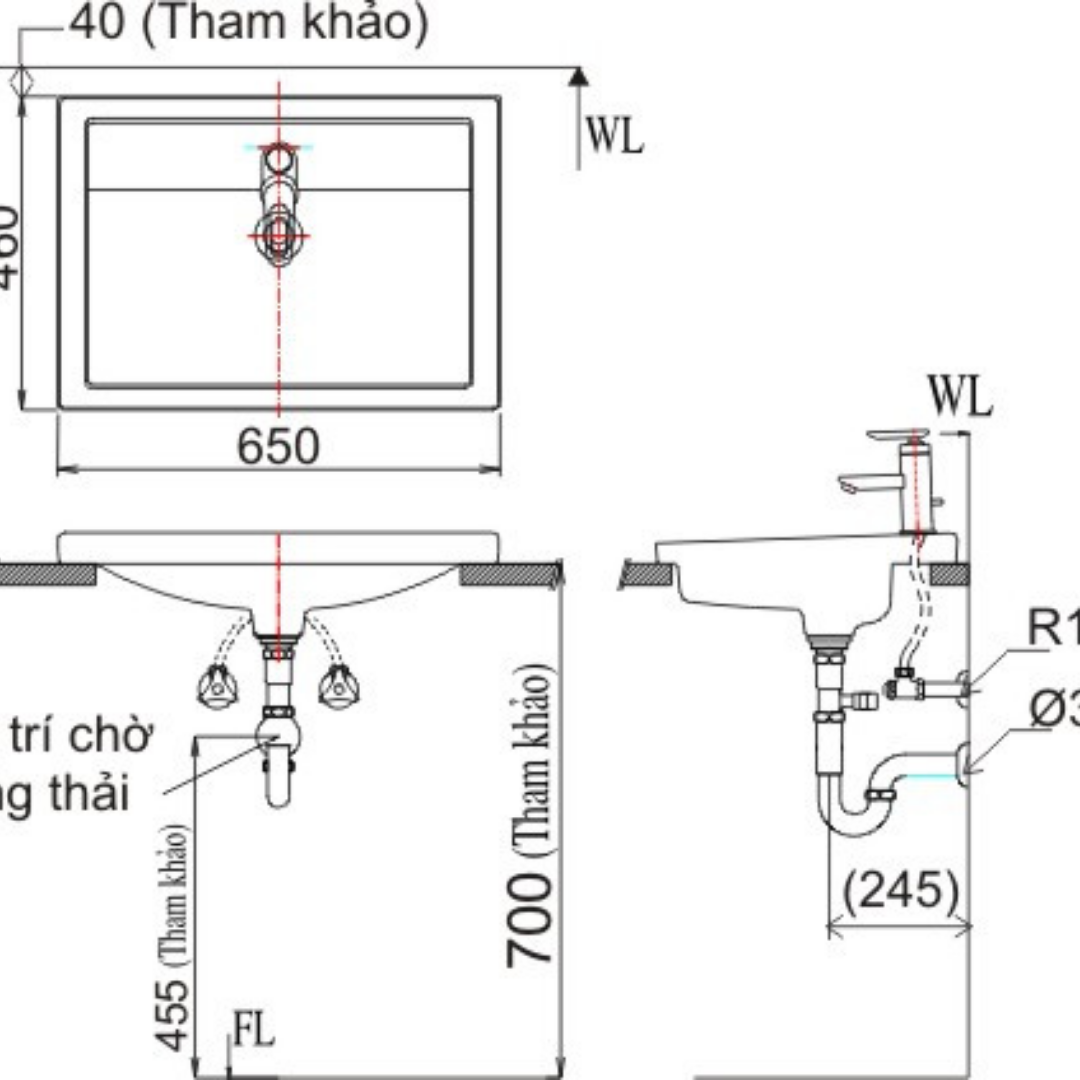 Chậu Lavabo Đặt Bàn INAX L-2397VFC