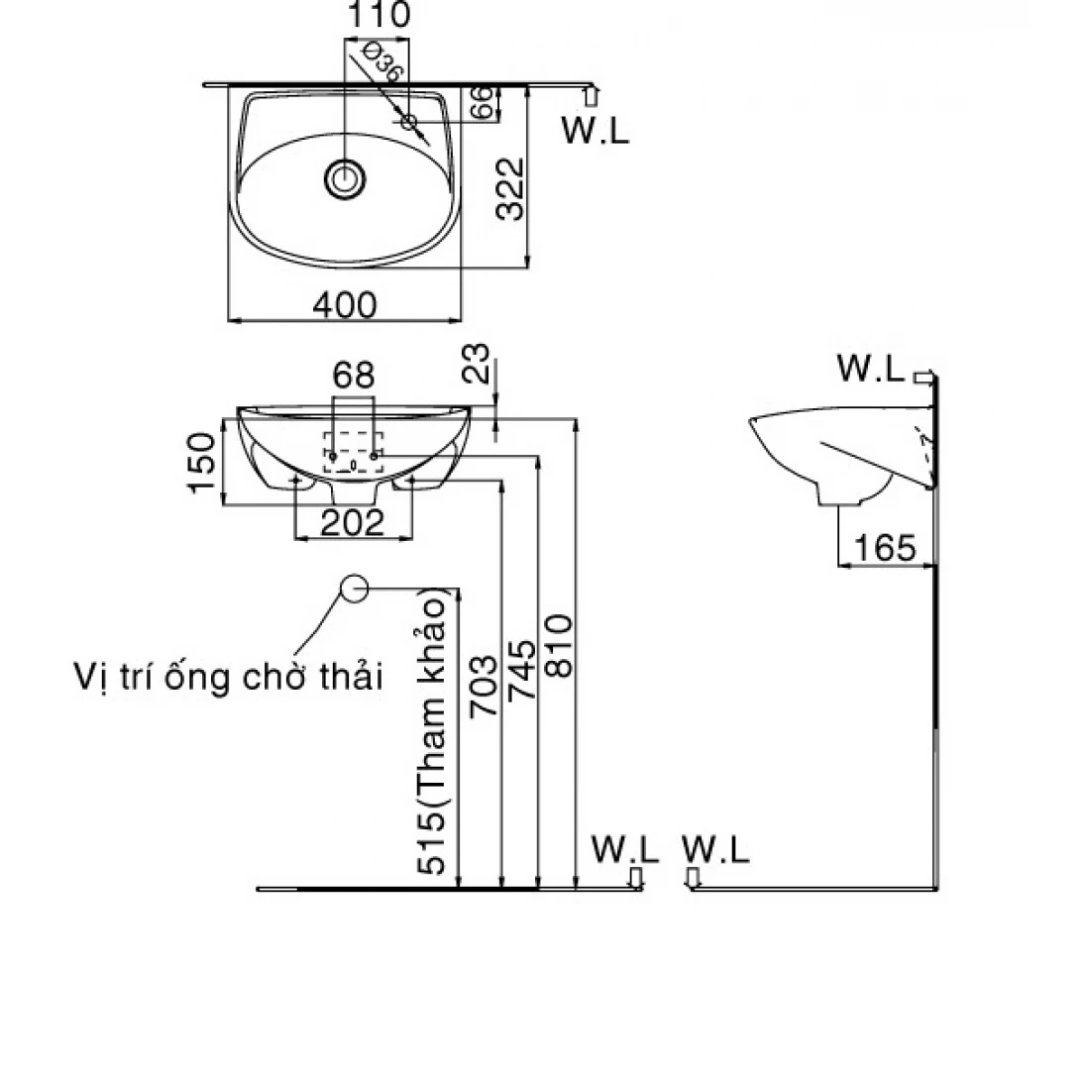 Chậu Lavabo Treo Tường INAX L-280V
