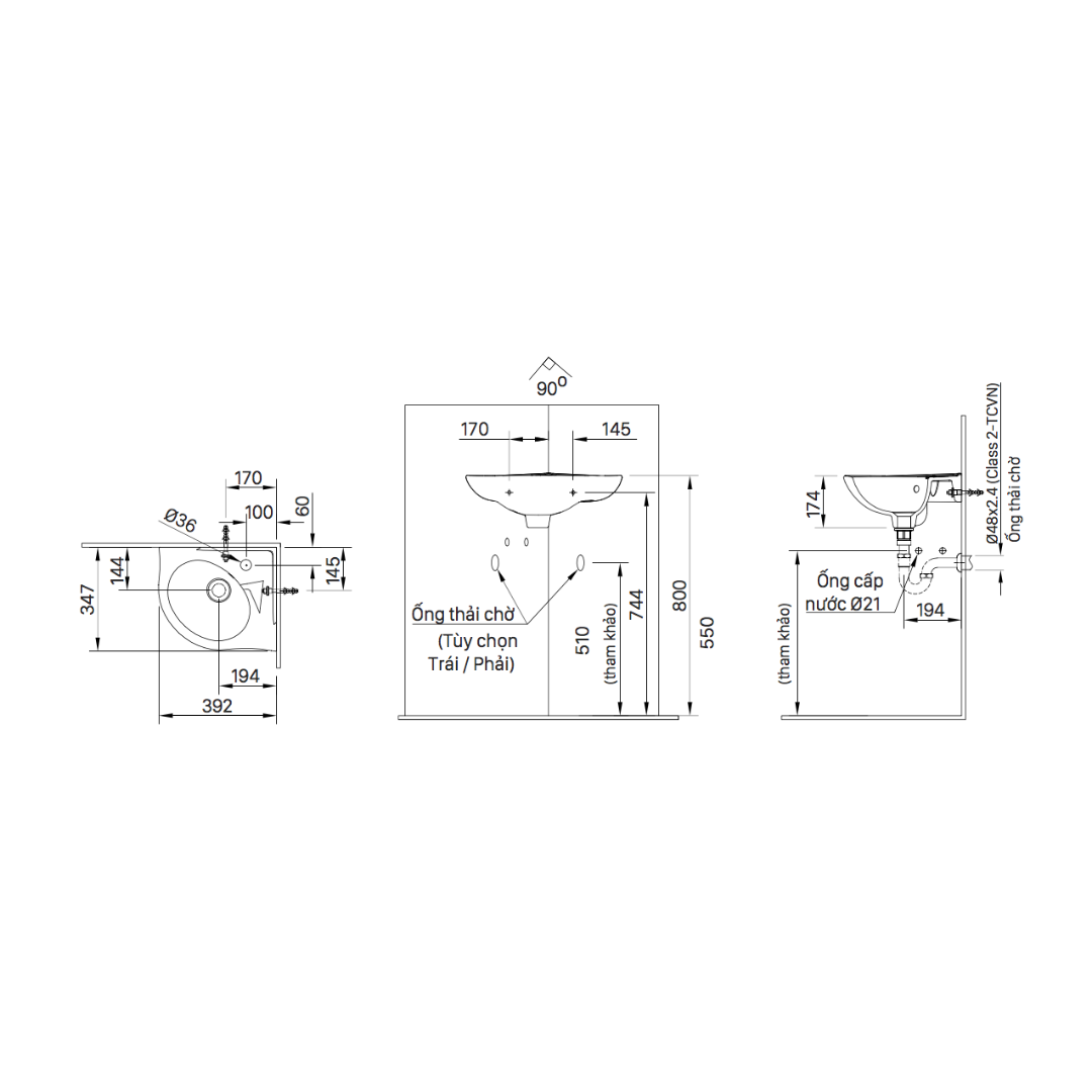 Chậu Lavabo Treo Tường INAX L-281V