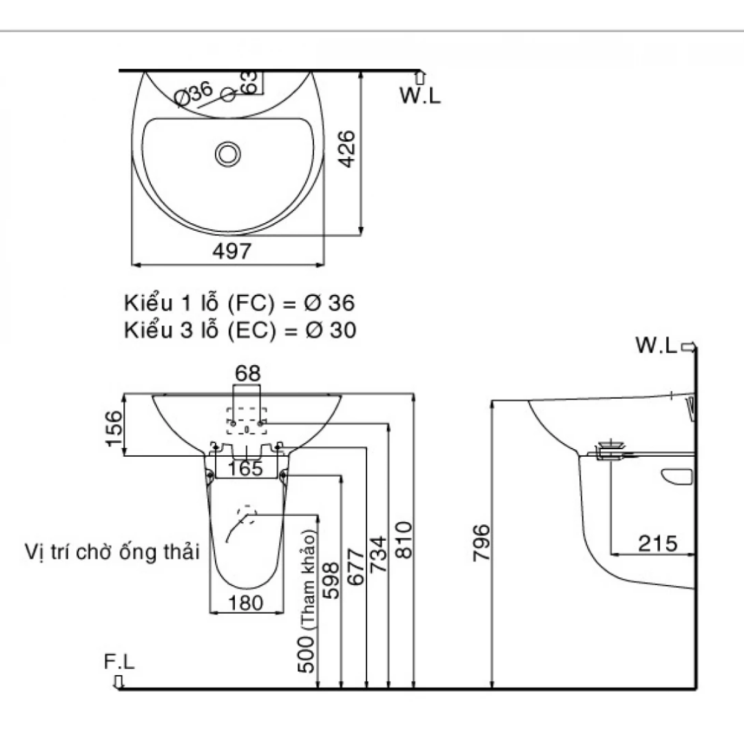 Chậu Lavabo Treo Tường INAX L-285VFC/L-288VC