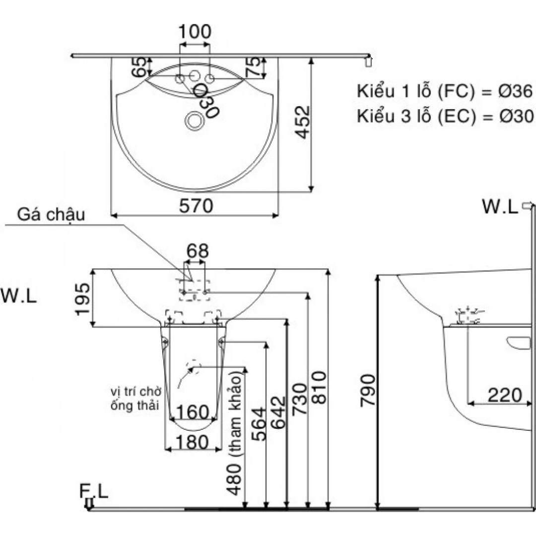 Chậu Lavabo Treo Tường INAX L-288VFC/L-288VC