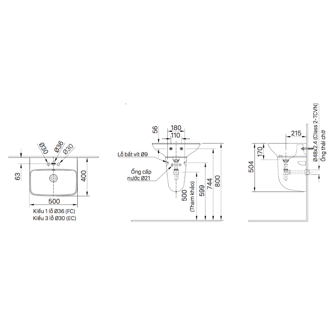 Chậu Lavabo Treo Tường INAX L-289VFC