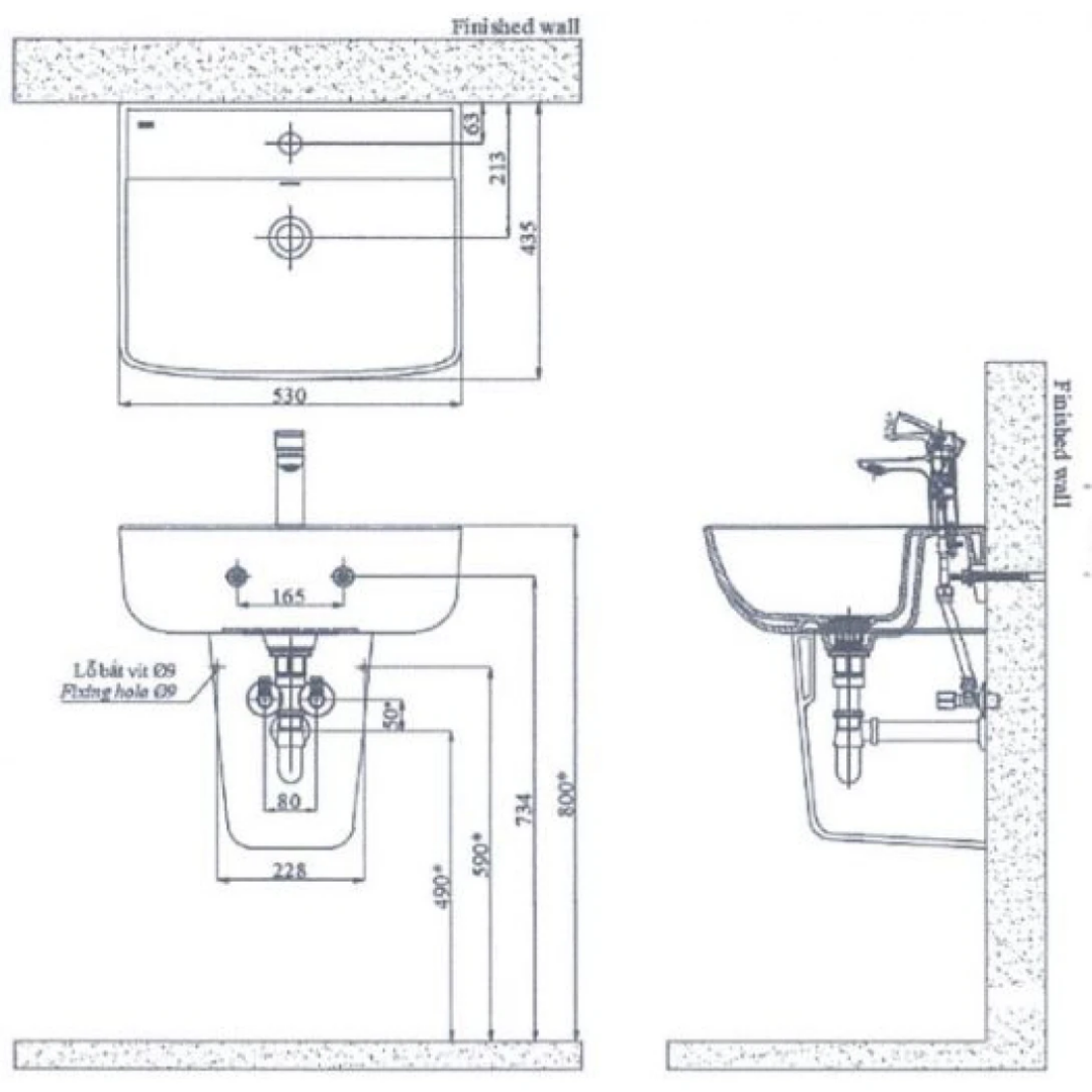 Chậu Lavabo Treo Tường INAX L-312V/L-298VC Chân Ngắn