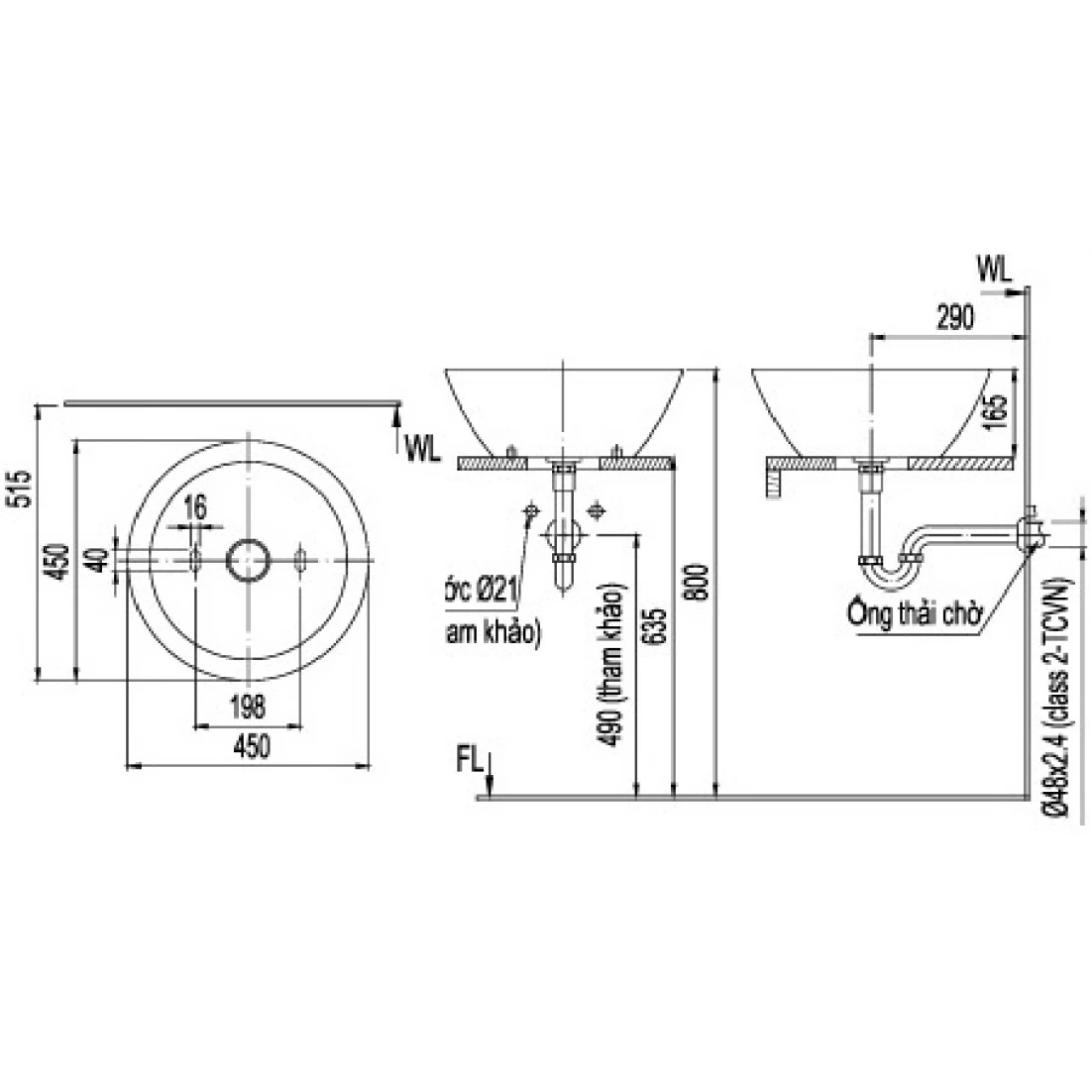 Chậu Lavabo Đặt Bàn INAX L-445V