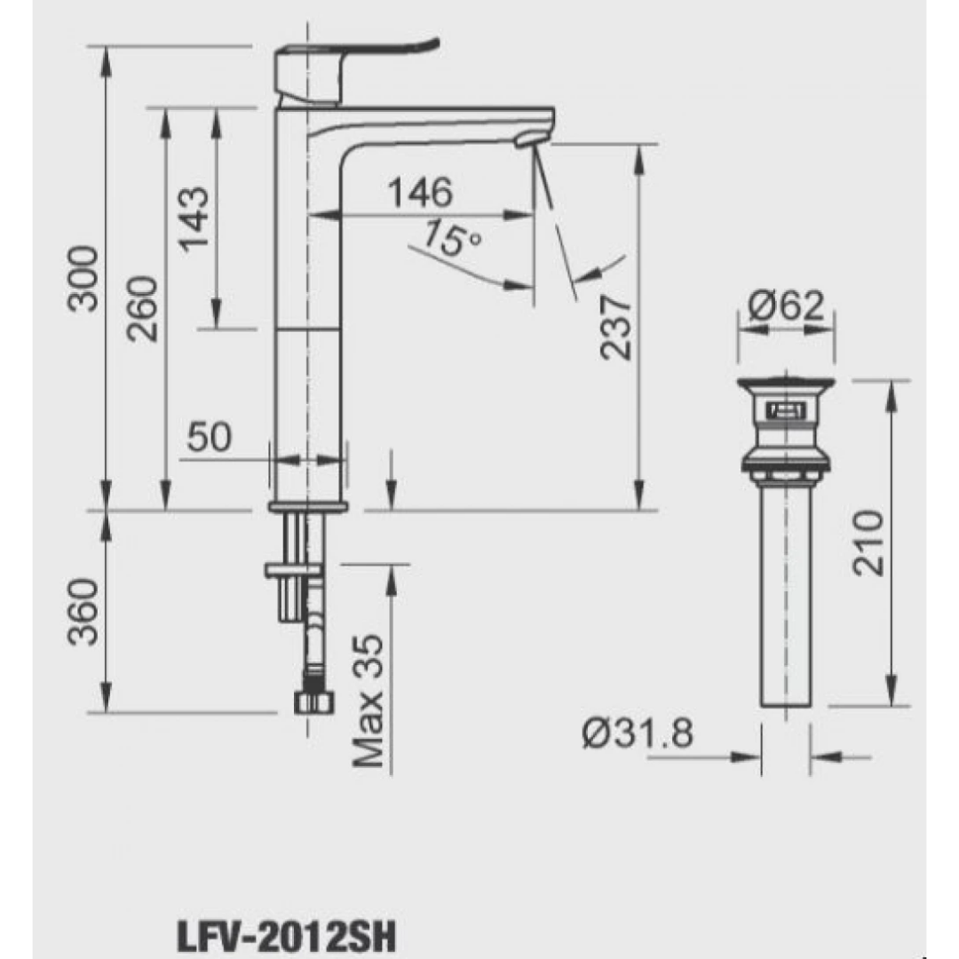 Vòi Lavabo Nóng Lạnh Cổ Cao INAX LFV-2012SH