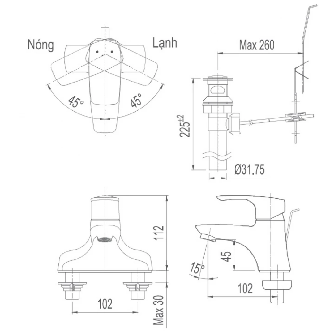 Vòi Lavabo Nóng Lạnh INAX LFV-211S