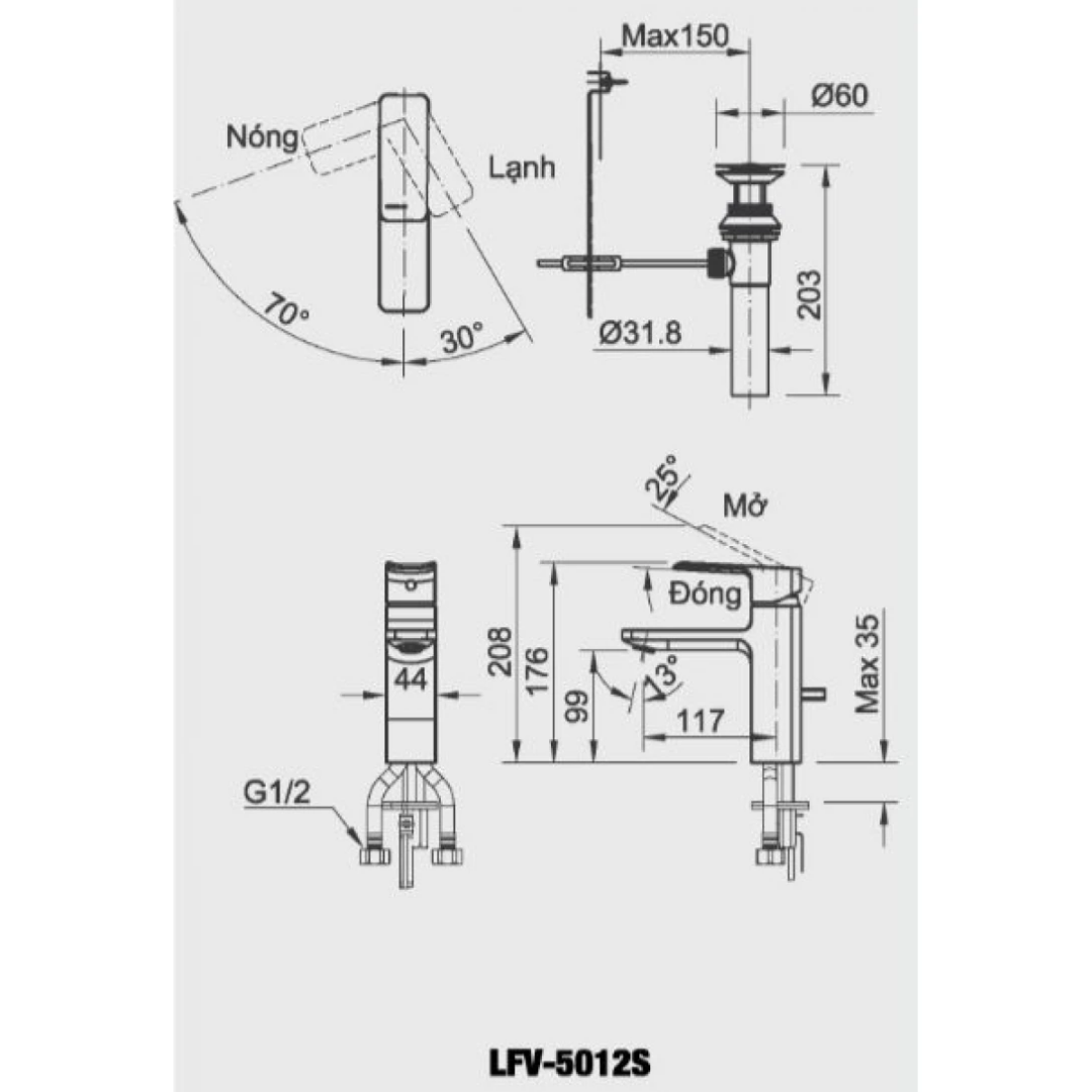 Vòi Lavabo Nóng Lạnh INAX LFV-5012S