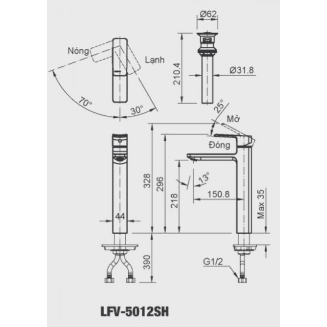 Vòi Lavabo Nóng Lạnh INAX LFV-5012SH