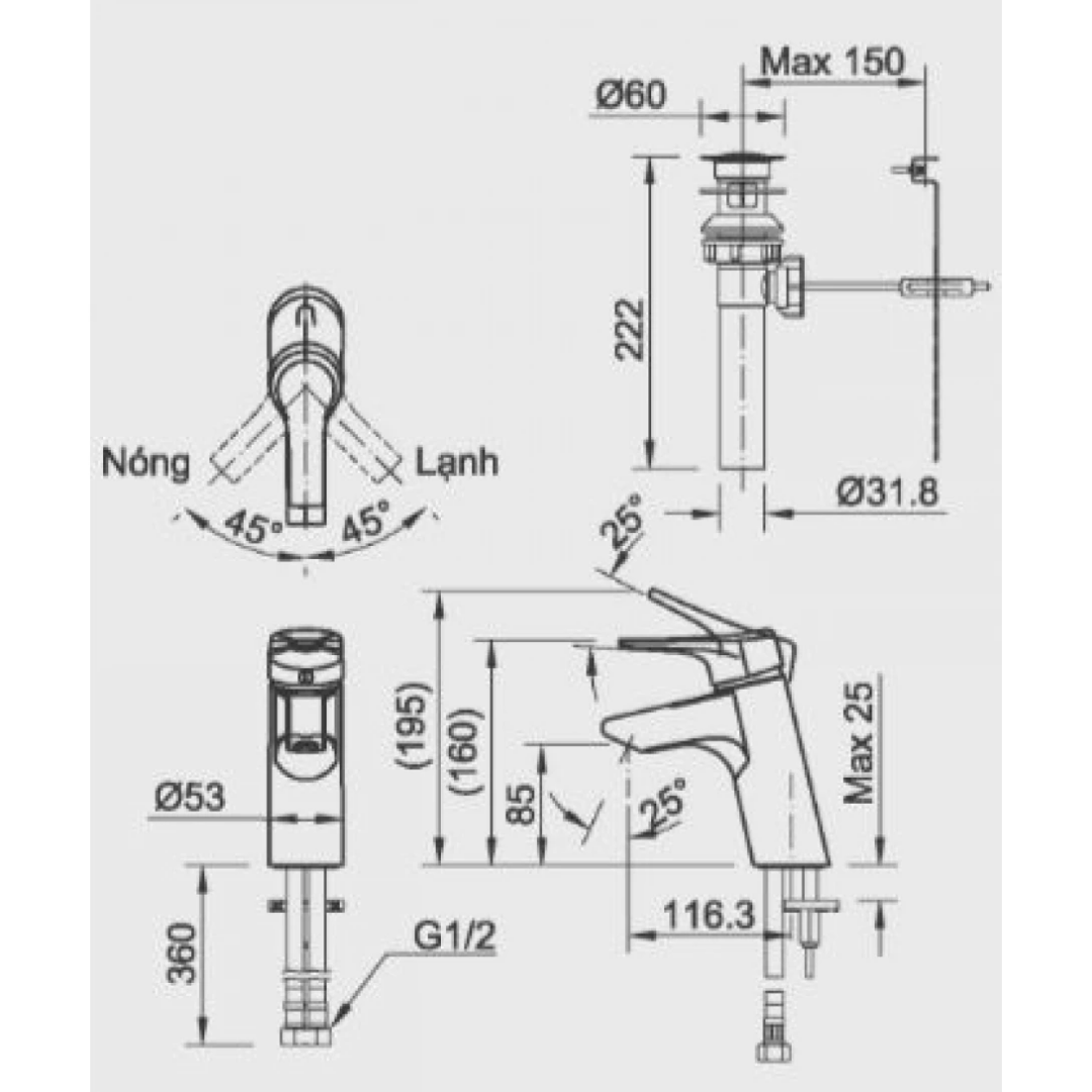 Vòi Lavabo Nóng Lạnh INAX LFV-6012S