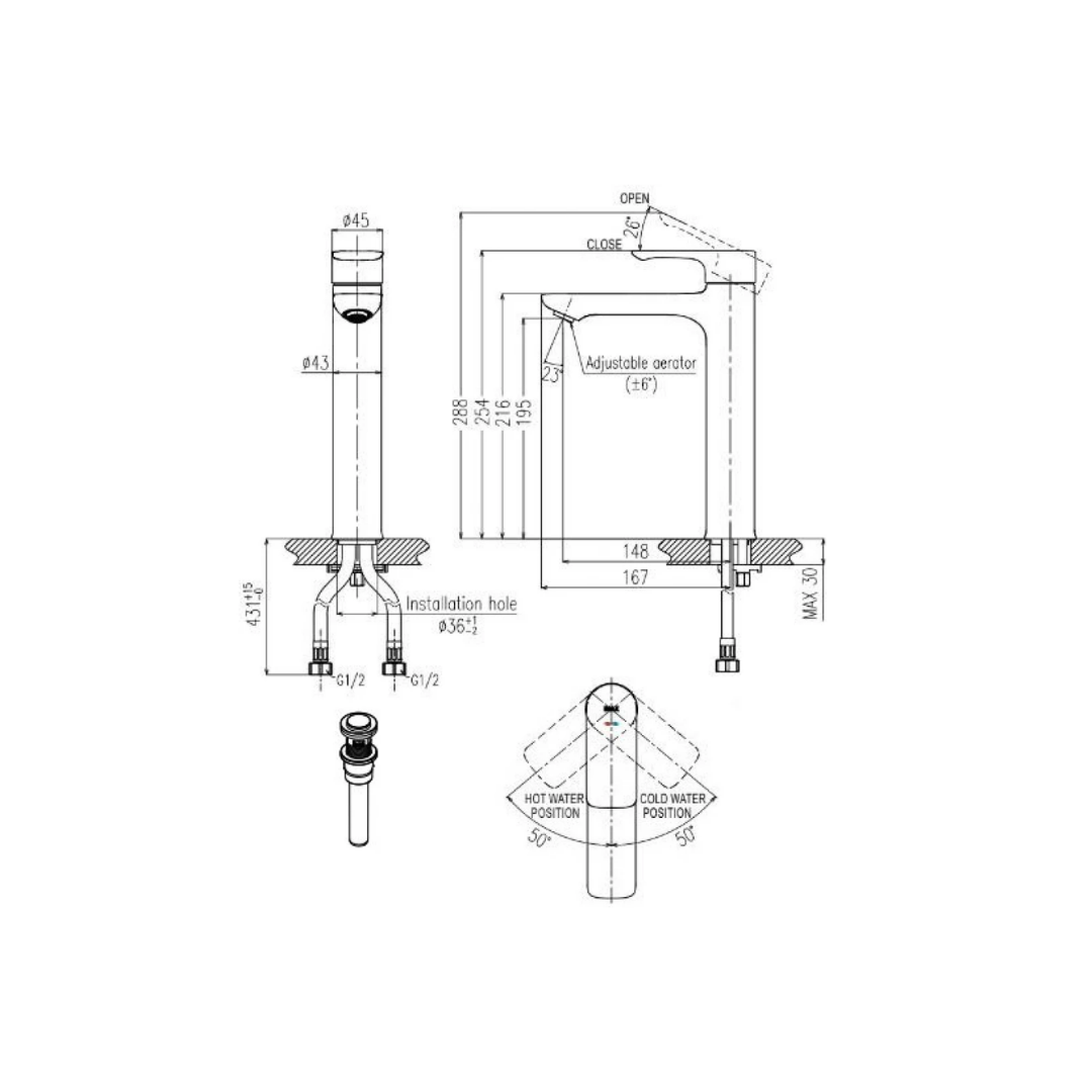 Vòi Lavabo Nóng Lạnh Thân Cao INAX LFV-612SH-2