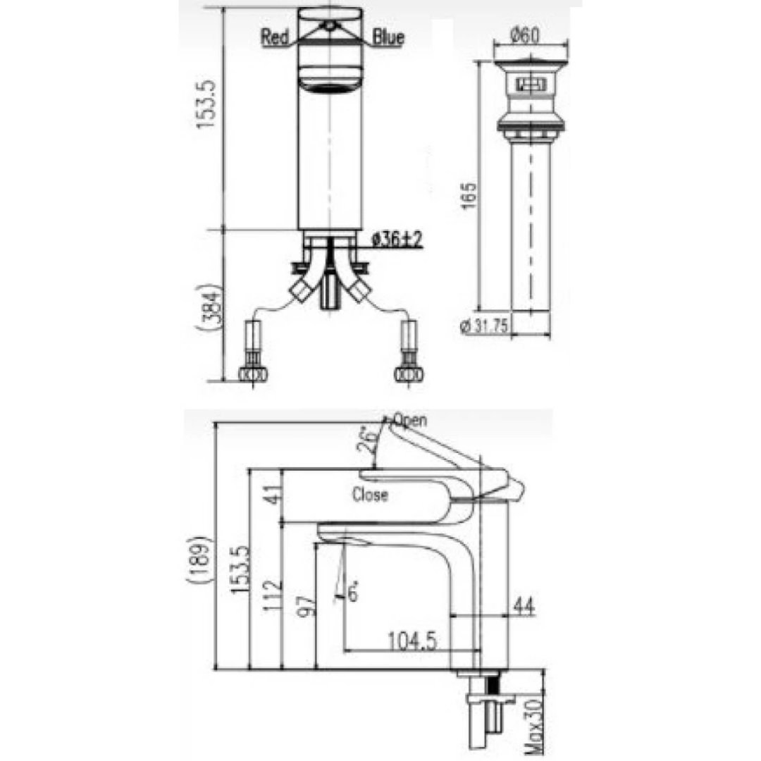 Vòi Lavabo Nóng Lạnh INAX LFV-632S-2