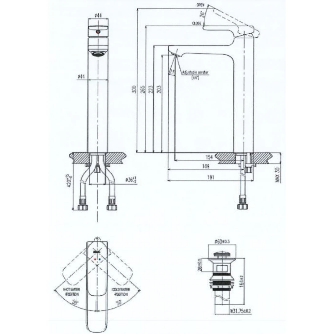 Vòi Lavabo Nóng Lạnh Thân Cao INAX LFV-632SH-2