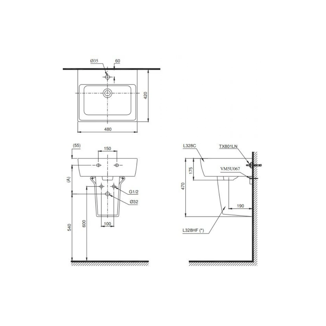 Chậu Lavabo Treo Tường TOTO LHT328CHR