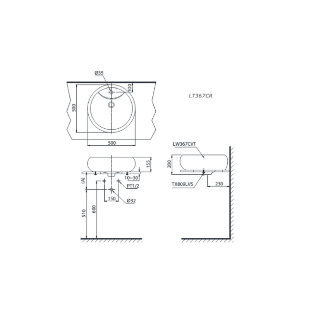 Chậu Lavabo TOTO LT367CR Đặt Bàn