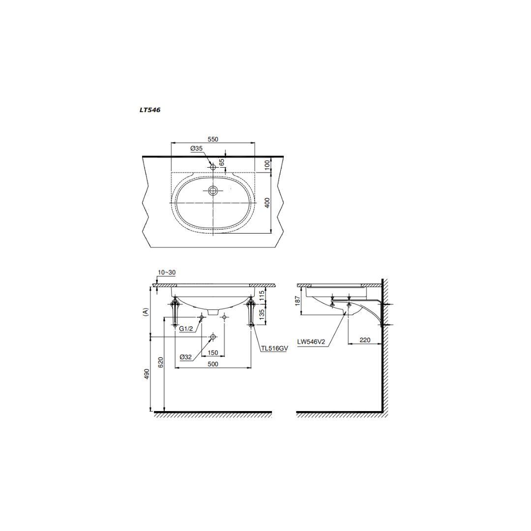 Chậu Lavabo Âm Bàn TOTO LT546