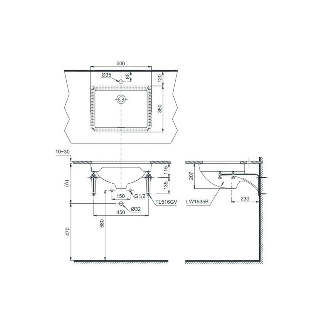 Chậu Lavabo TOTO LW1535V Âm Bàn