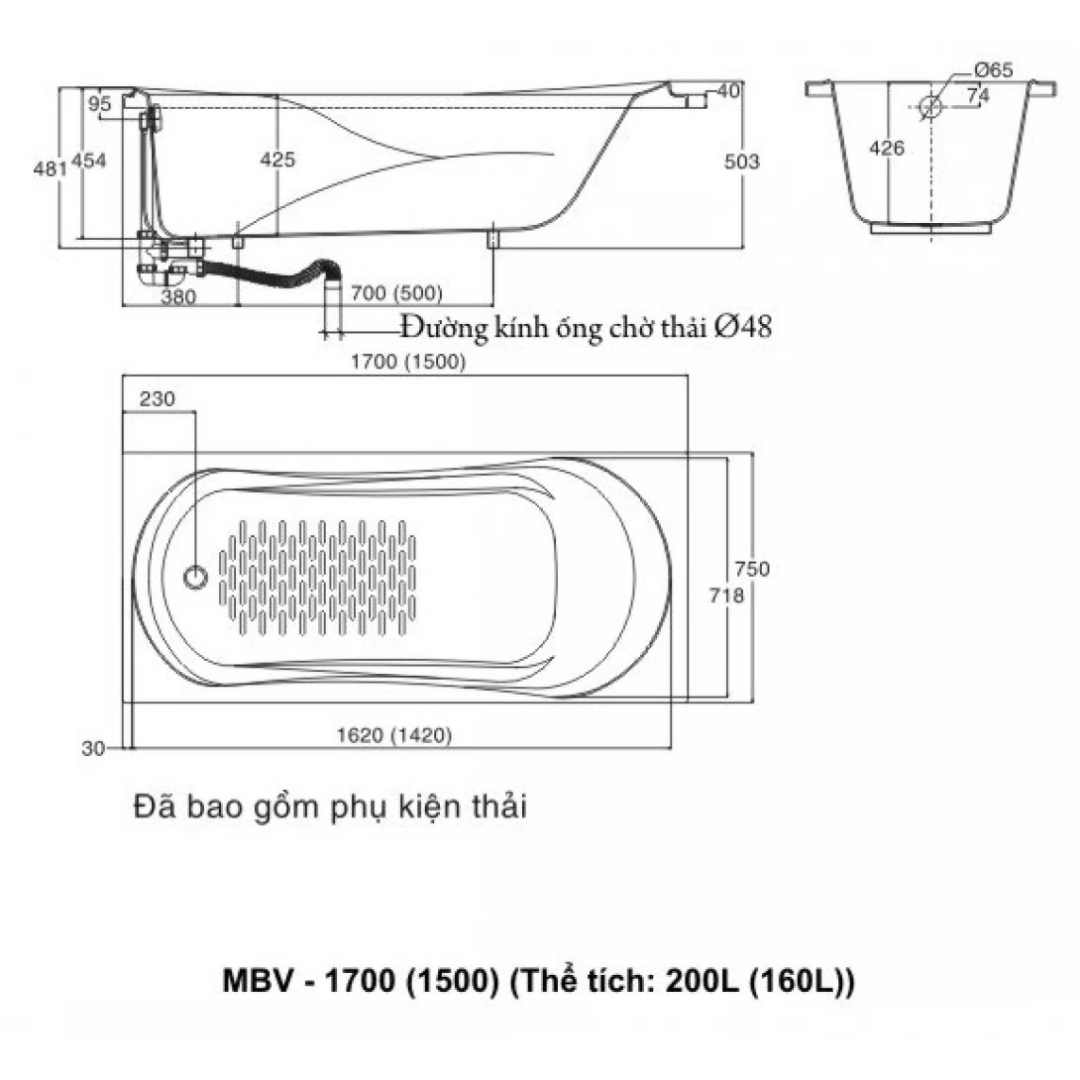 Bồn Tắm Xây INAX MBV-1500