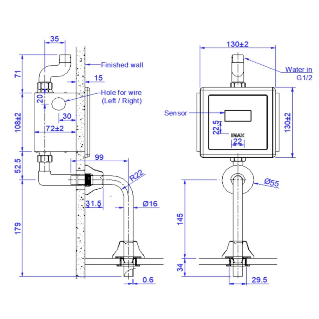 Van Xả Tiểu Cảm Ứng Inax OKUV-30SM-0.5