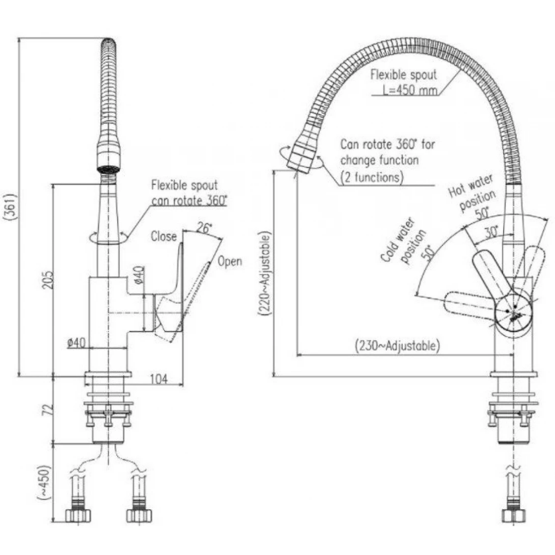 Vòi Rửa Bát Nóng Lạnh Inax SFV-303S