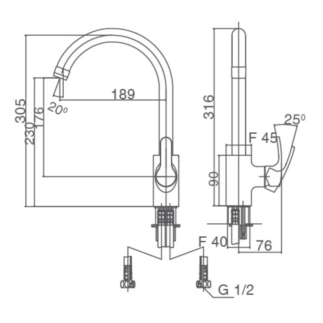 Vòi Rửa Bát Nóng Lạnh Inax SFV-802S