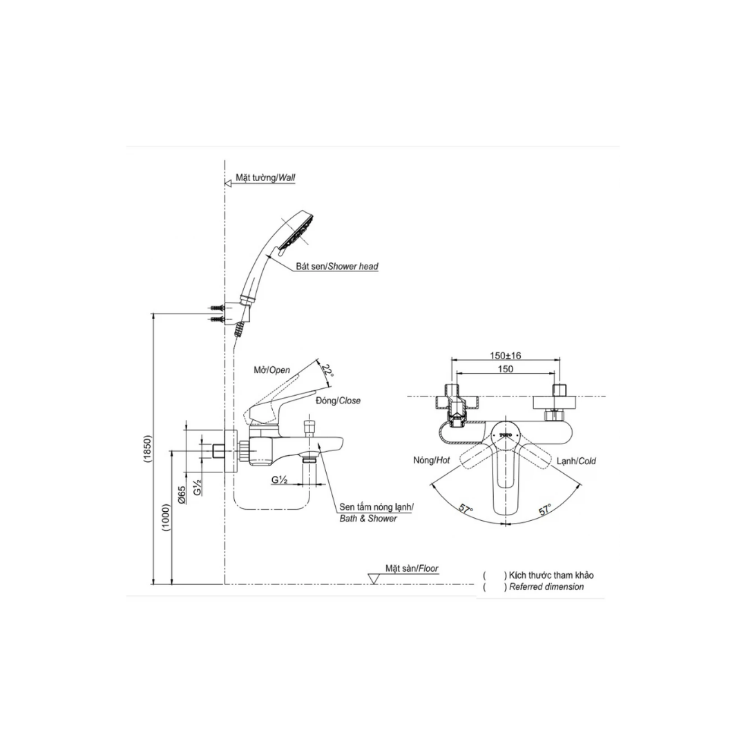 Vòi Sen Tắm Nóng Lạnh TOTO TBG03302VA TBW01035V