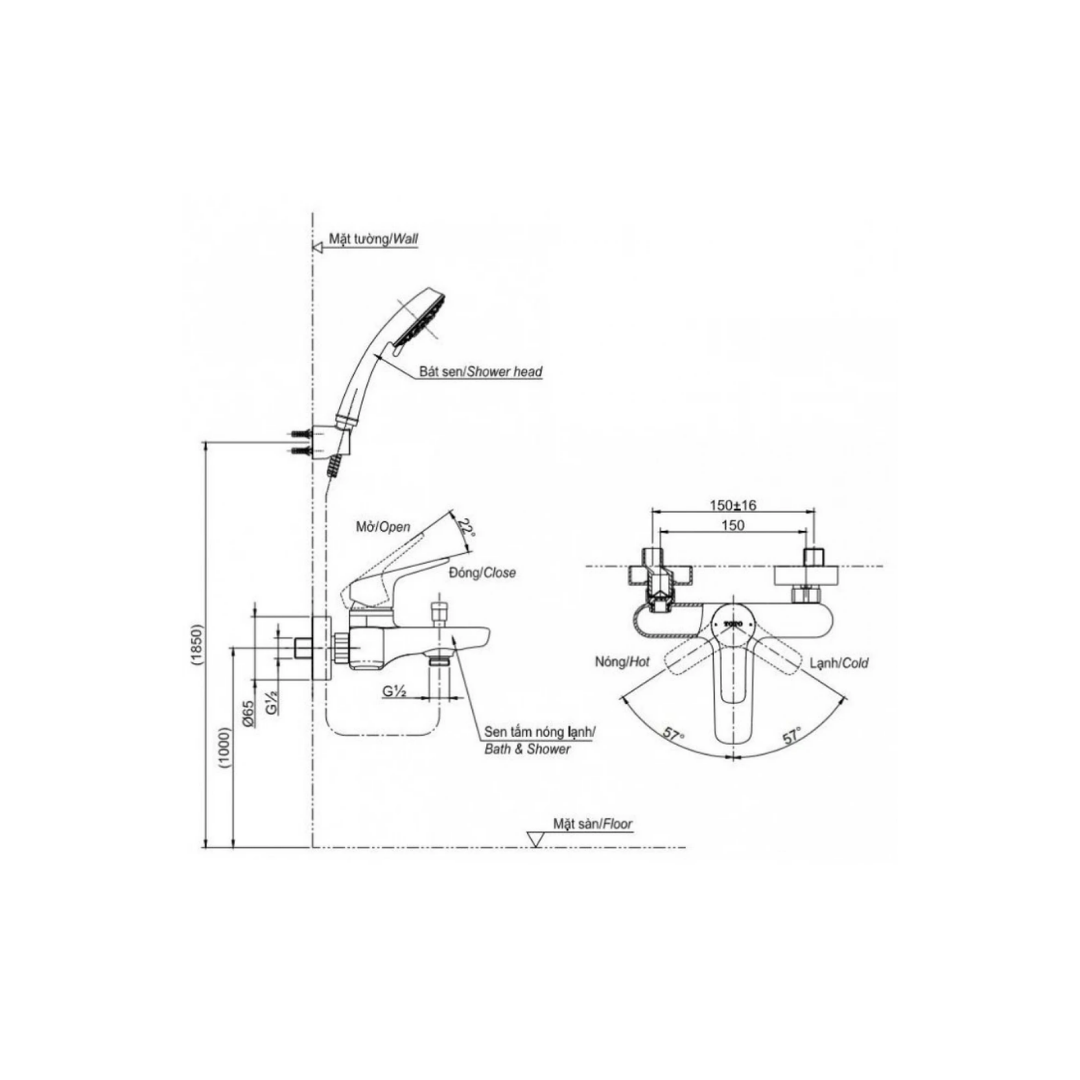 Vòi Sen Tắm Nóng Lạnh TOTO TBG04302VA/TBW07012A