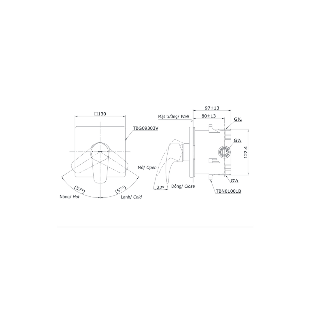 Van gật gù điều chỉnh nóng lạnh TOTO TBG09303VA