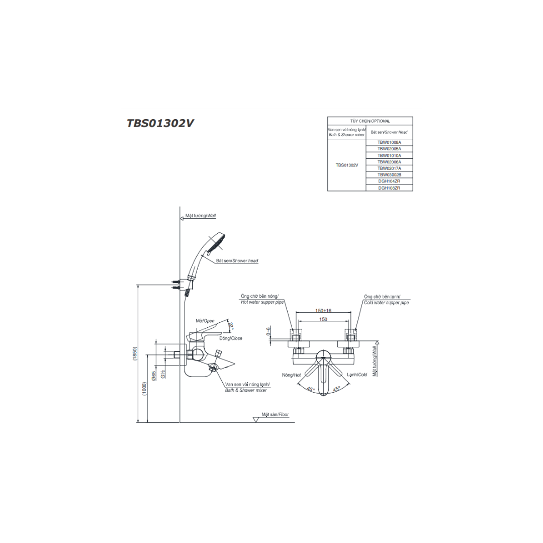 Củ Sen Tắm Nóng Lạnh TOTO TBS01302V