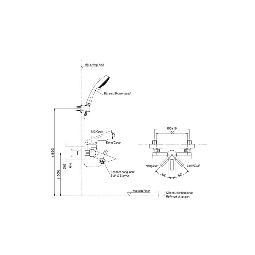 Vòi Sen Tắm Nóng Lạnh TOTO TBS01302V/TBW01008V