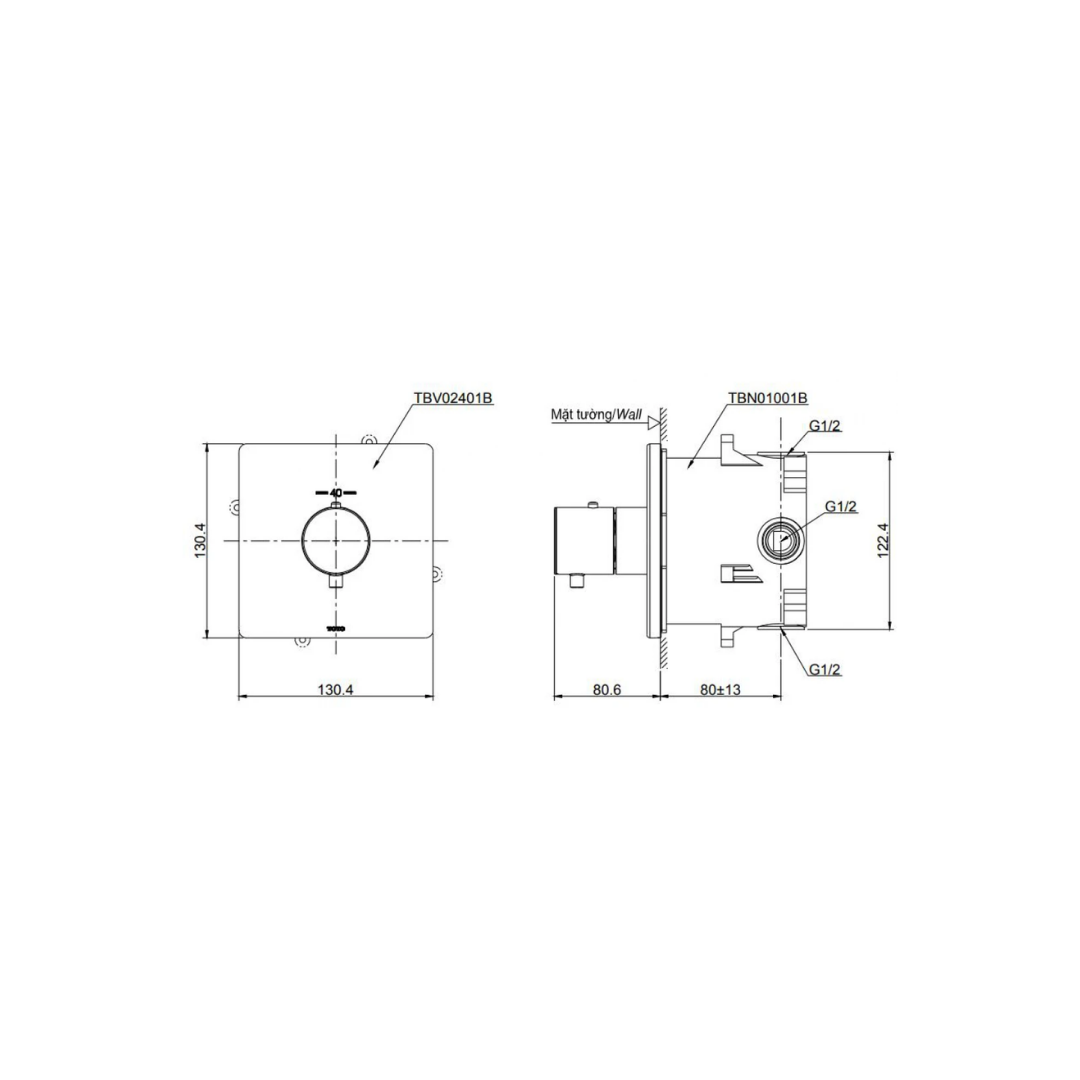 Van Điều Chỉnh Nhiệt Độ TOTO TBV02401B/TBN01001B
