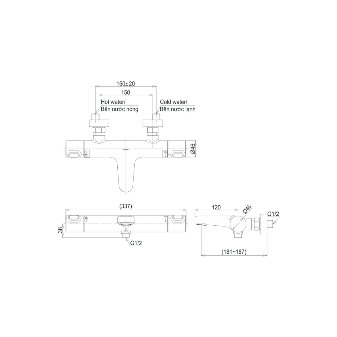 Vòi Sen Tắm Nhiệt Độ TOTO TBV09400V/TBW07012A