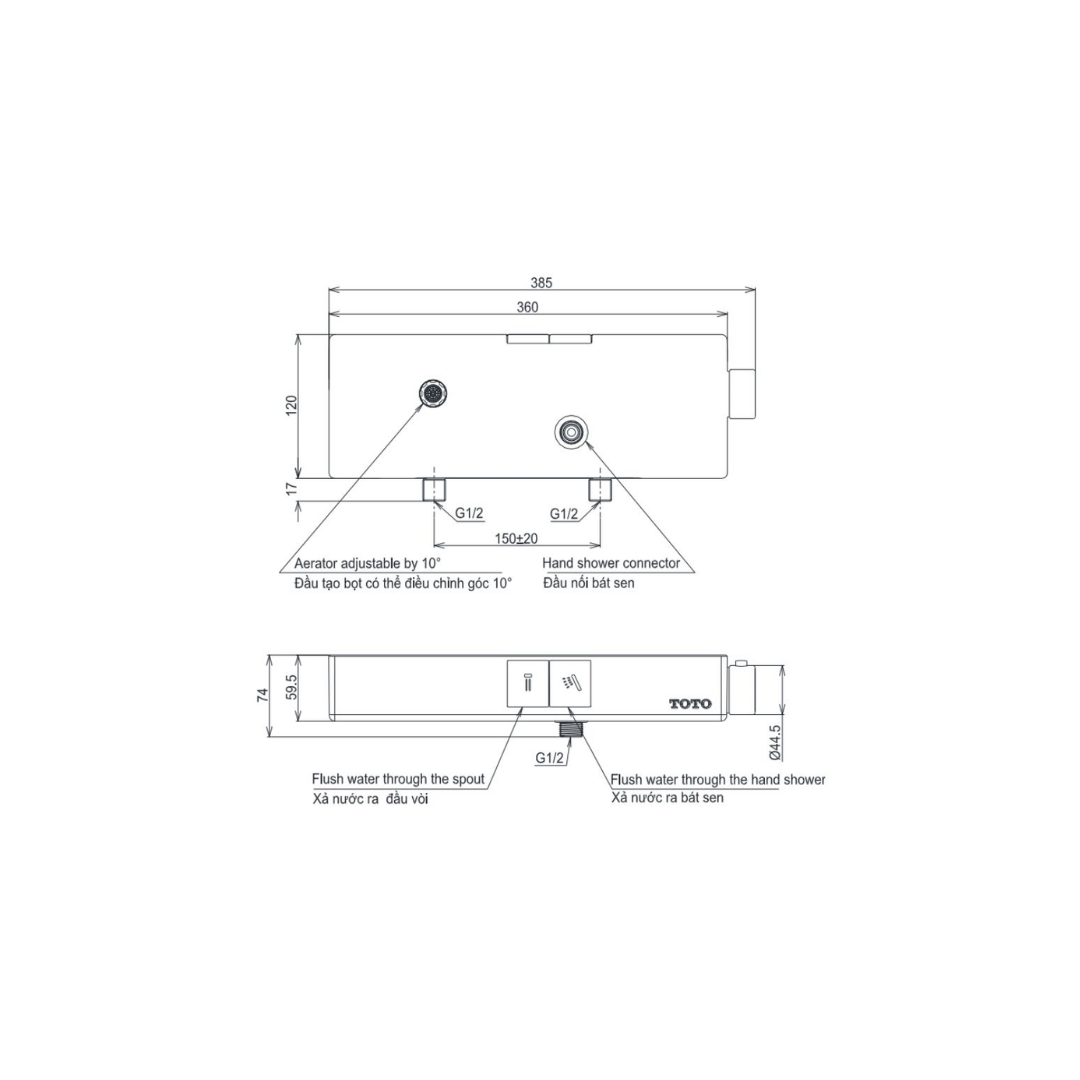 Vòi Sen Tắm Nhiệt Độ TOTO TBV10400V/TBW01010V
