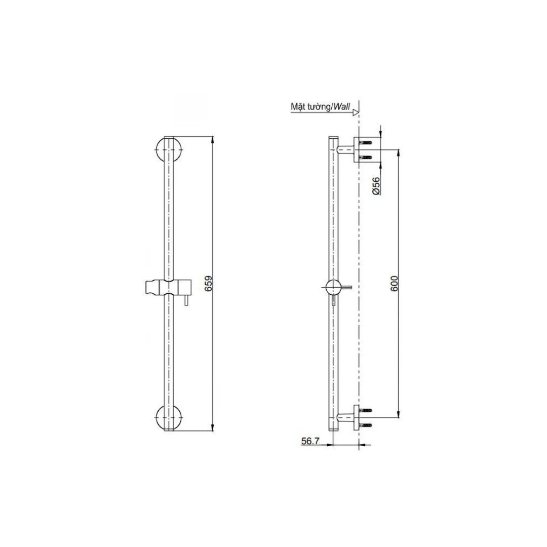 Thanh Trượt Sen Tắm TOTO TBW01016B