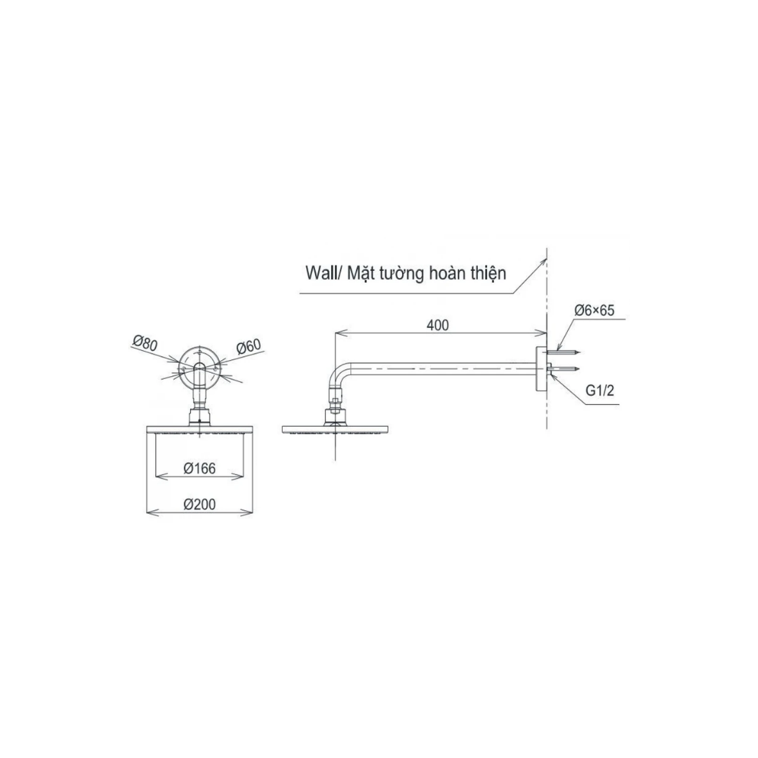 Bát Sen Gắn Tường TOTO TBW07001A Tròn 200mm Dòng G