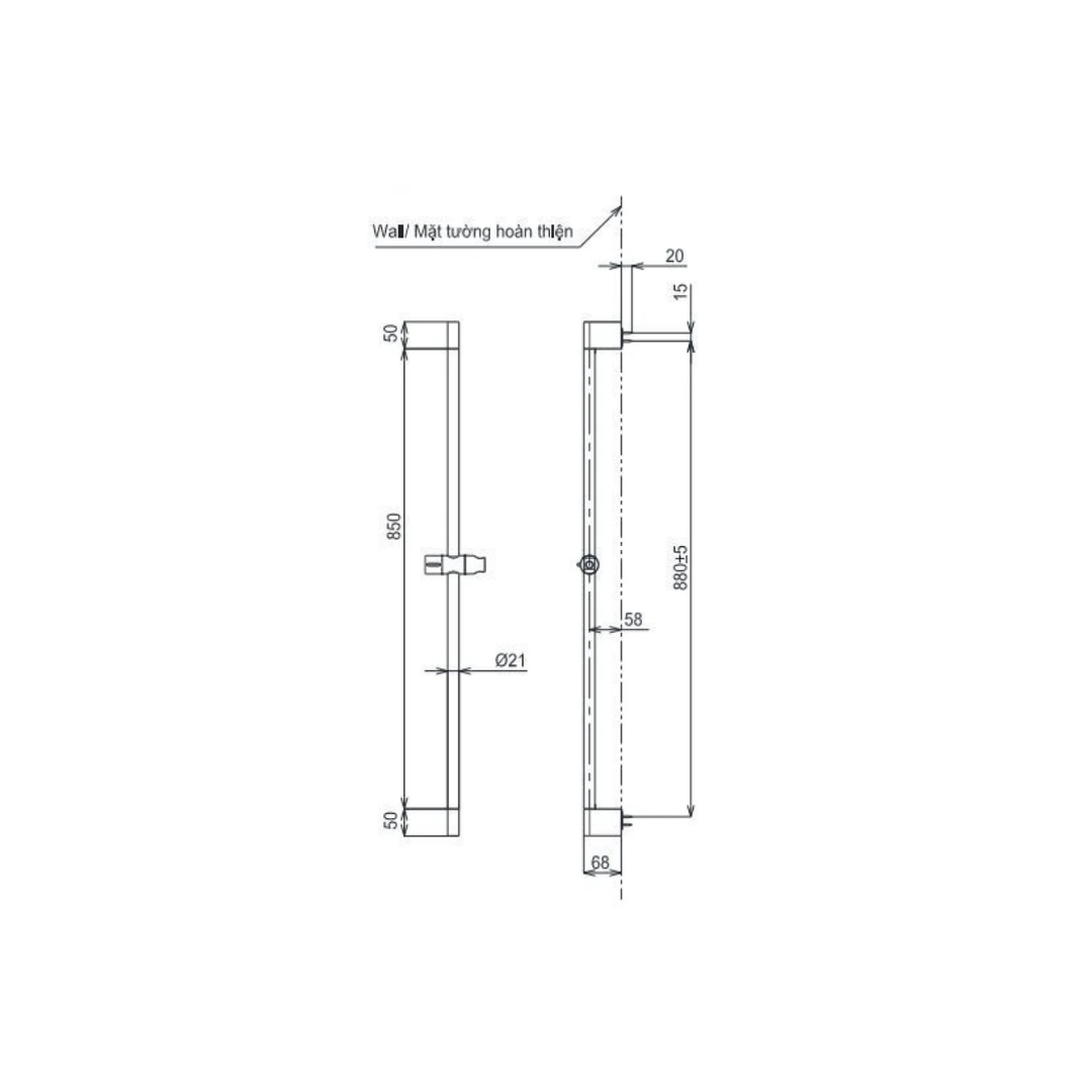 Thanh Trượt Sen Tắm TOTO TBW07018A 950mm