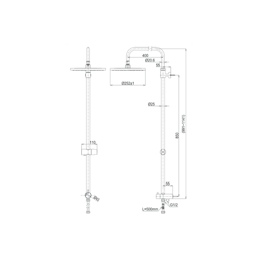 Thân Sen Cây TOTO TBW13020V Tắm Đứng