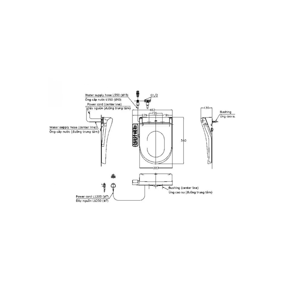 Nắp Rửa Điện Tử Washlet TOTO TCF33320GAA Dòng S2