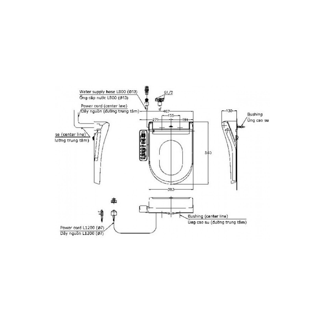 Nắp Rửa Điện Tử Washlet TOTO TCF33370GAA S2