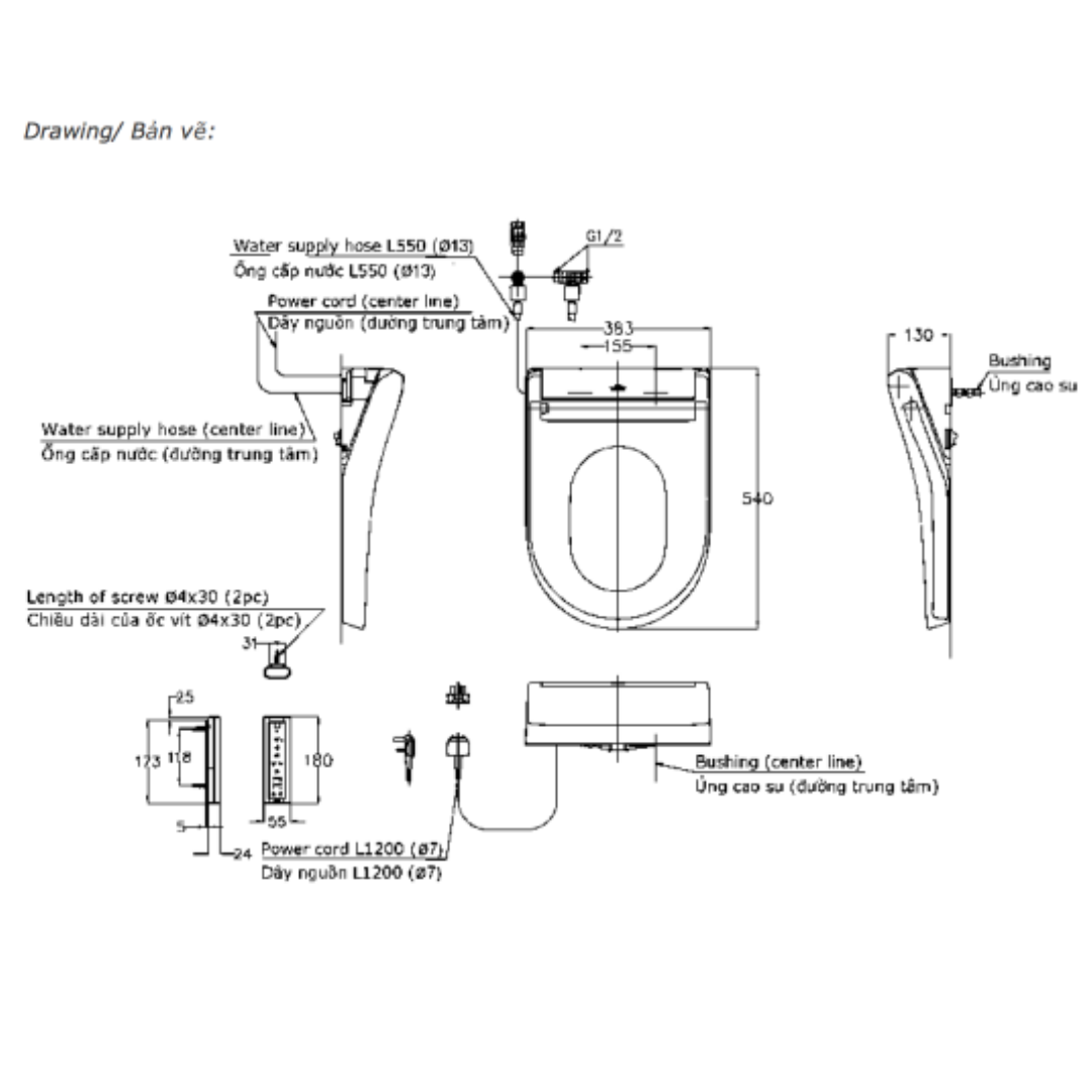 Nắp Bồn Cầu Thông Minh TOTO Washlet S5 TCF34320GAA