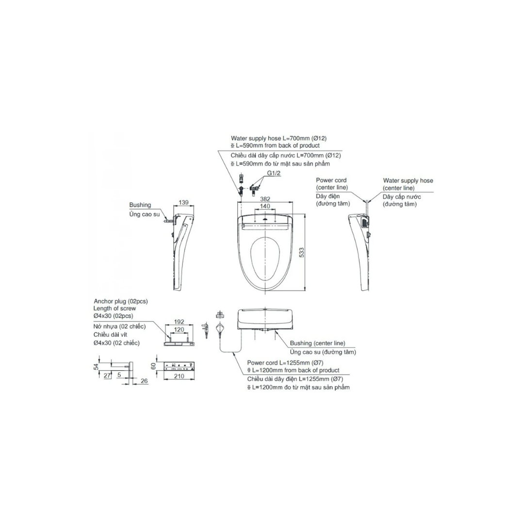 Nắp Rửa Điện Tử Washlet TOTO TCF34461GAA S5