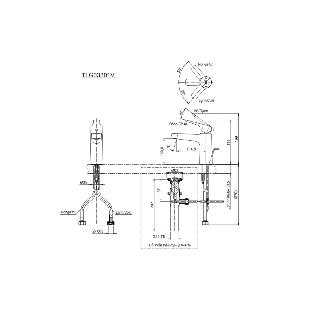 Vòi Lavabo Nóng Lạnh TOTO TLG03301V