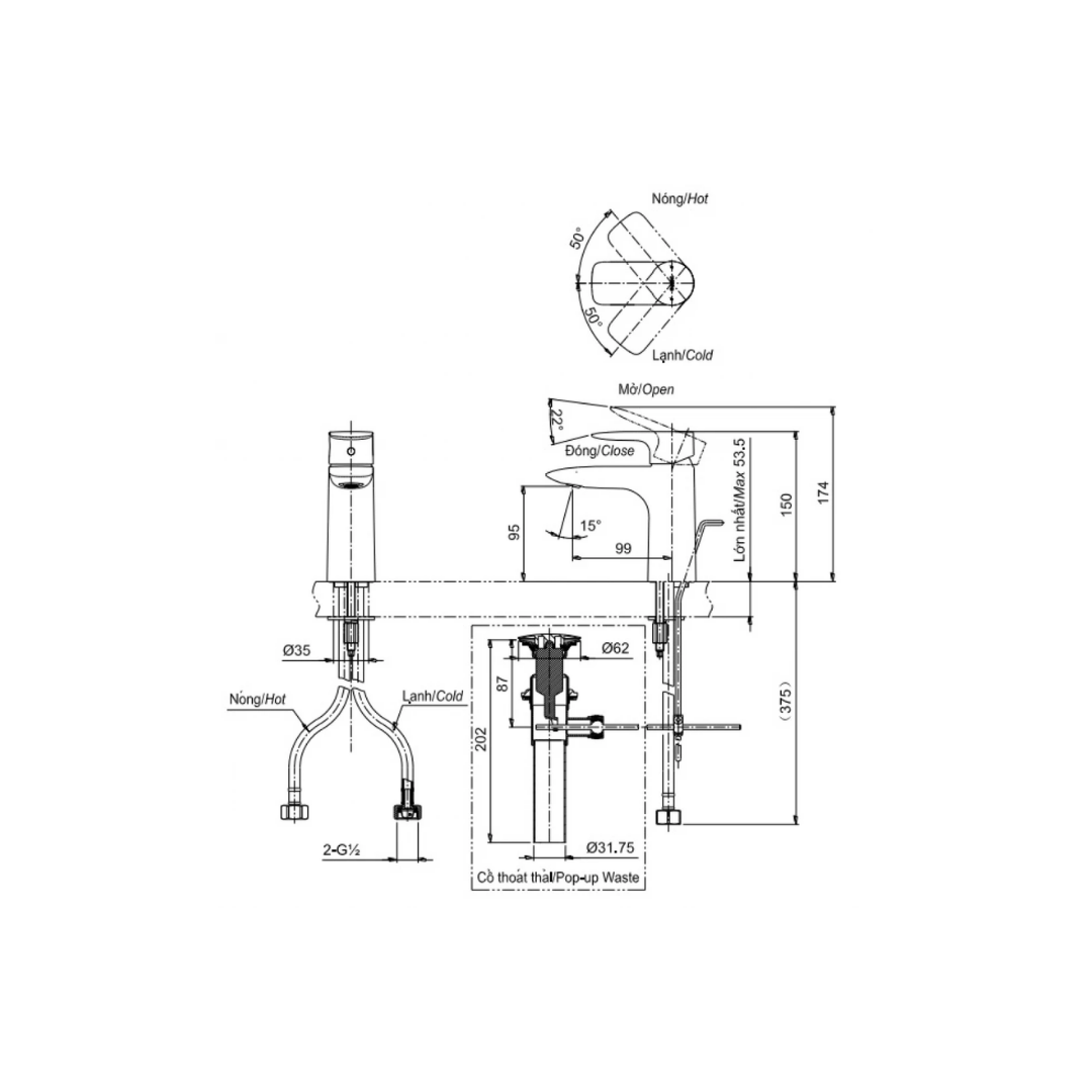 Vòi Lavabo Nóng Lạnh TOTO TLG04301V