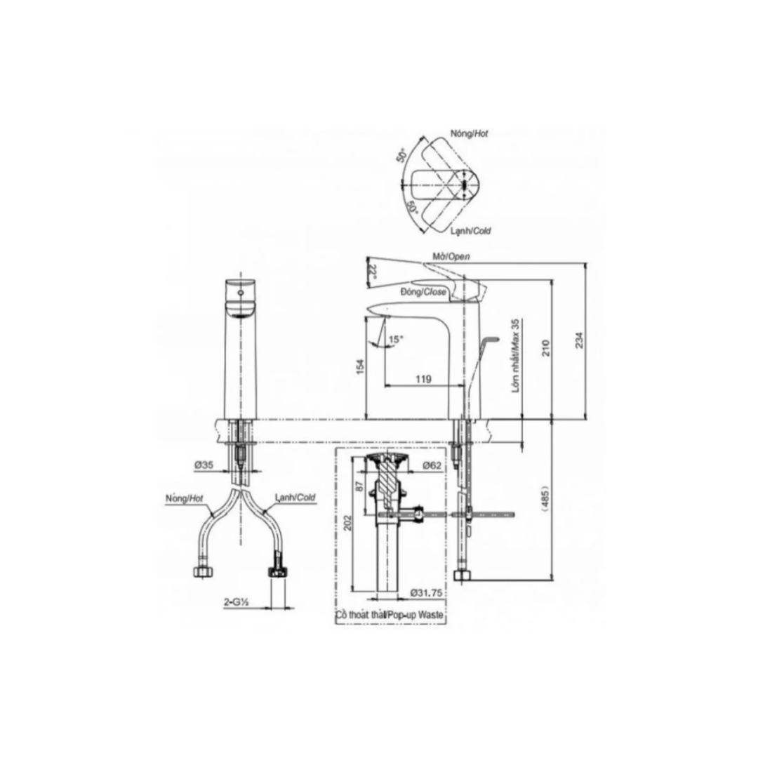 Vòi Lavabo TOTO TLG04307BBRG Nóng Lạnh Thân Cao Màu Vàng Hồng