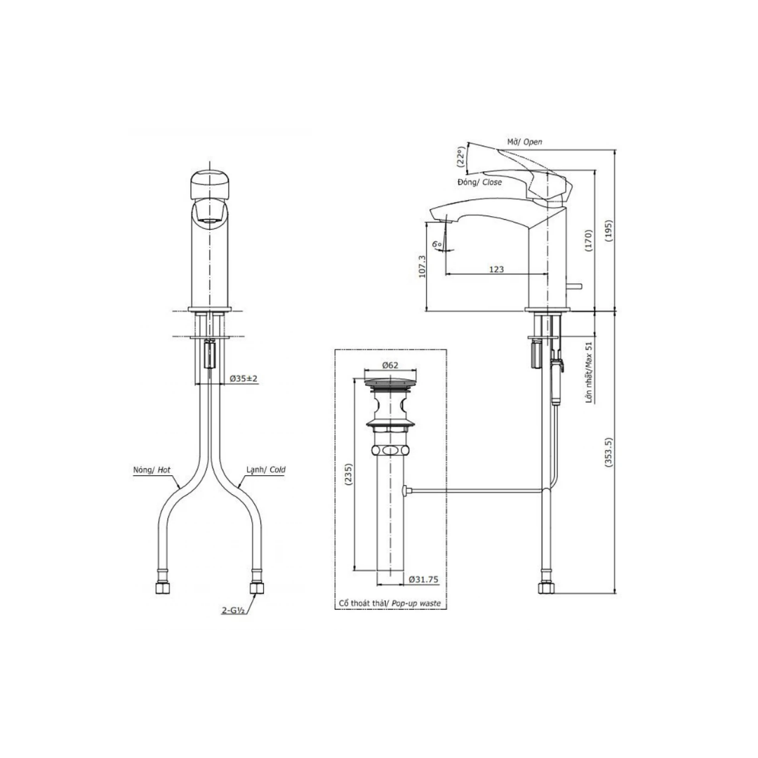 Vòi Lavabo Nóng Lạnh TOTO TLG09301V