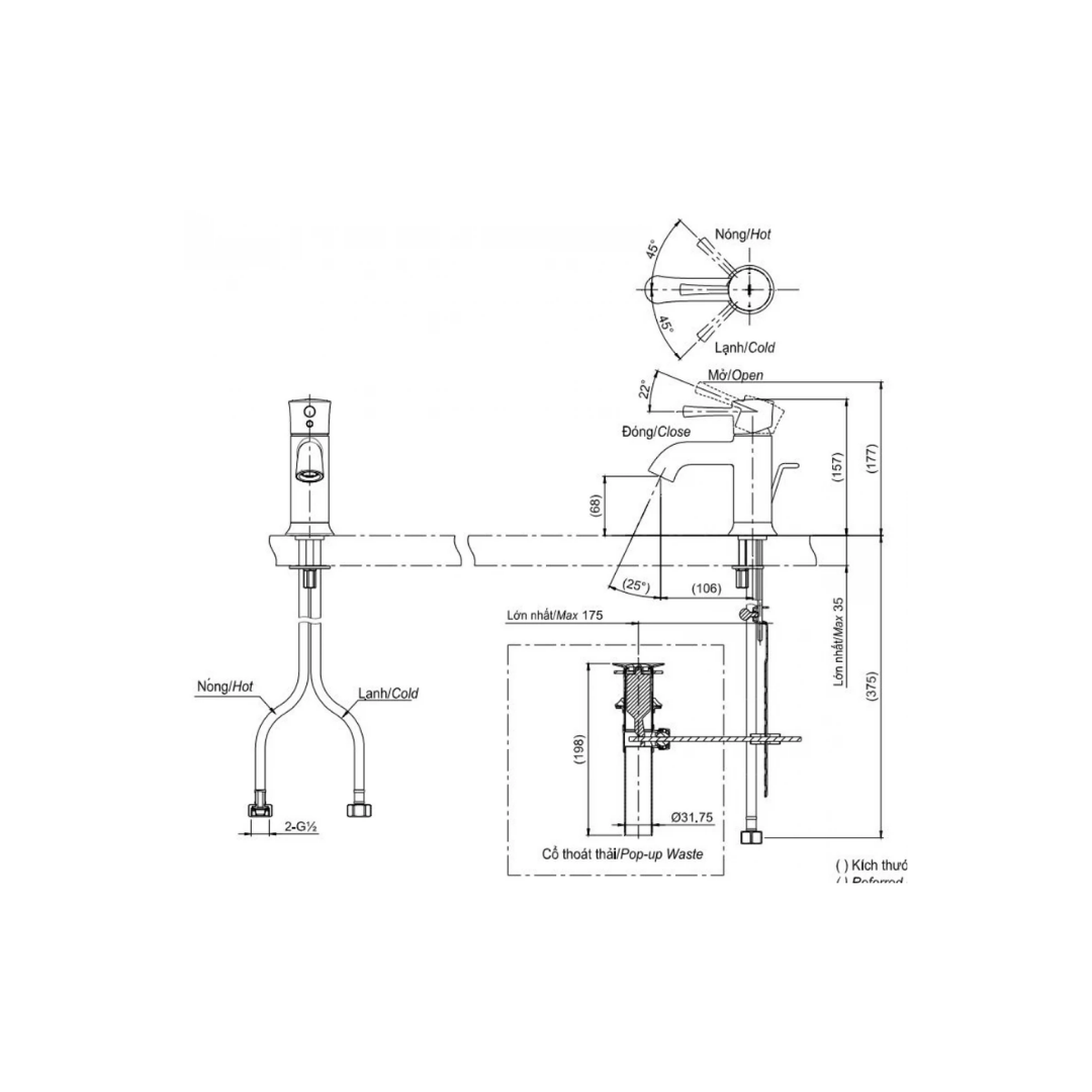Vòi Lavabo Nóng Lạnh TOTO TLS02301V